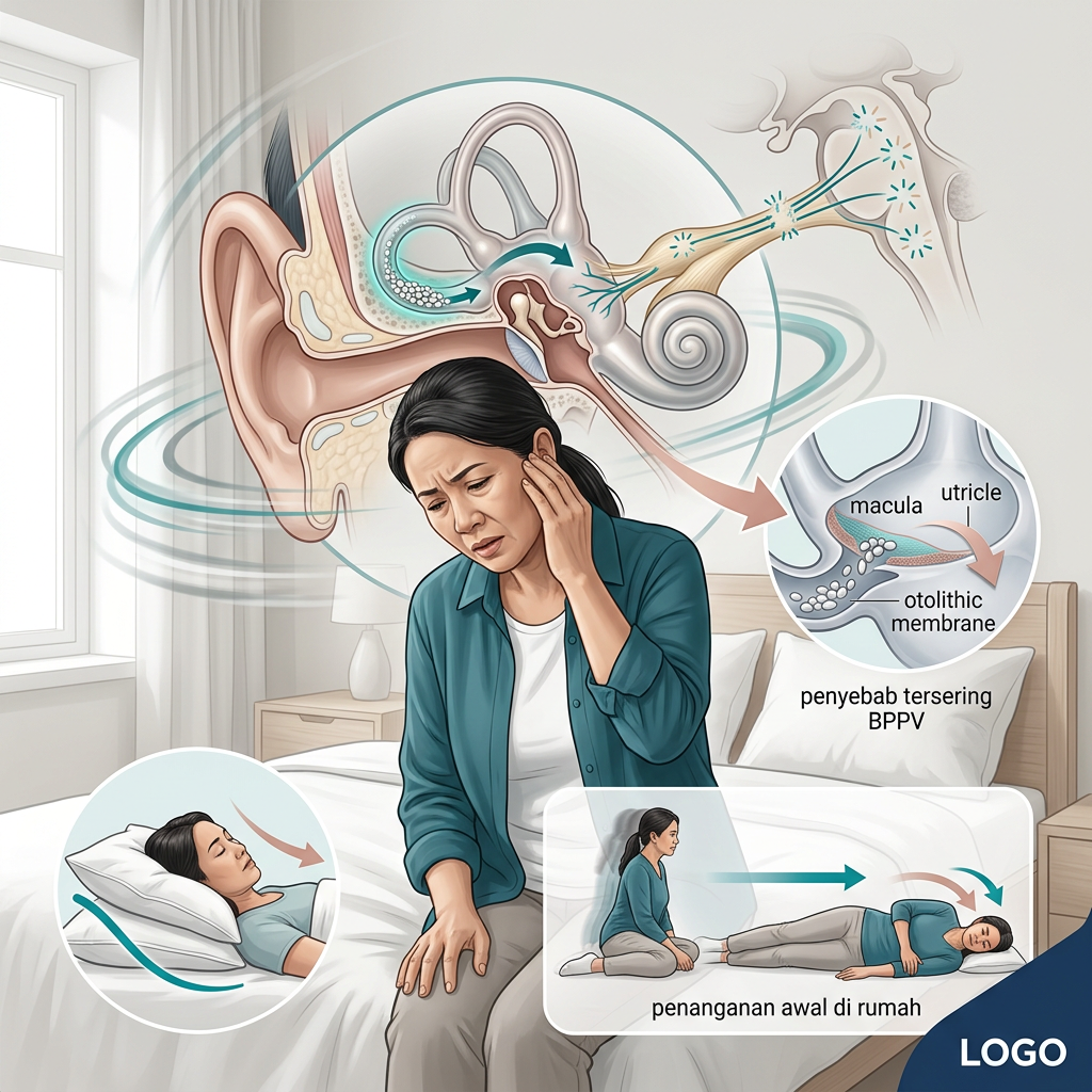 Ilustrasi edukasi: Mengenal Vertigo: Penyebab Pusing Berputar dan Penanganan Awal di Rumah