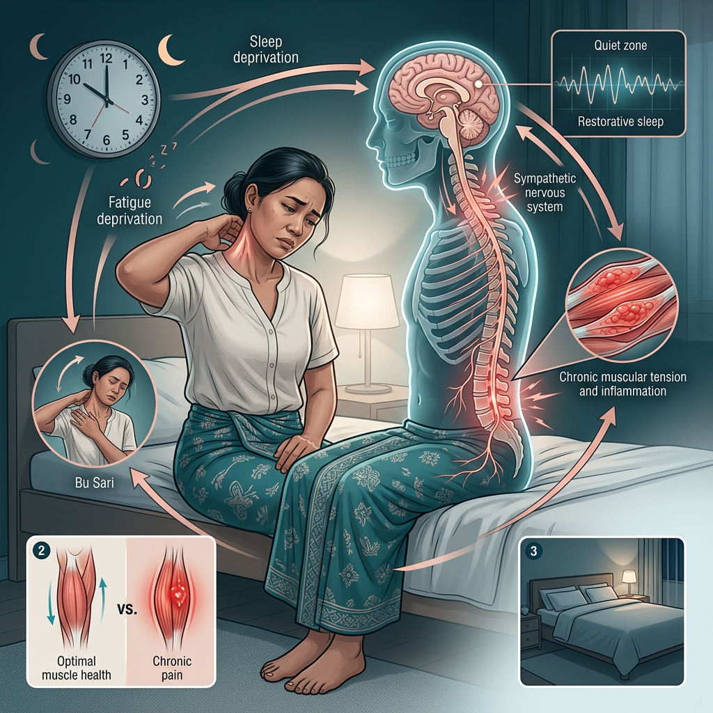 Ilustrasi edukasi: Kurang Tidur dan Nyeri Kronik: Memutus Lingkaran Setan yang Melelahkan